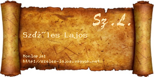 Széles Lajos névjegykártya